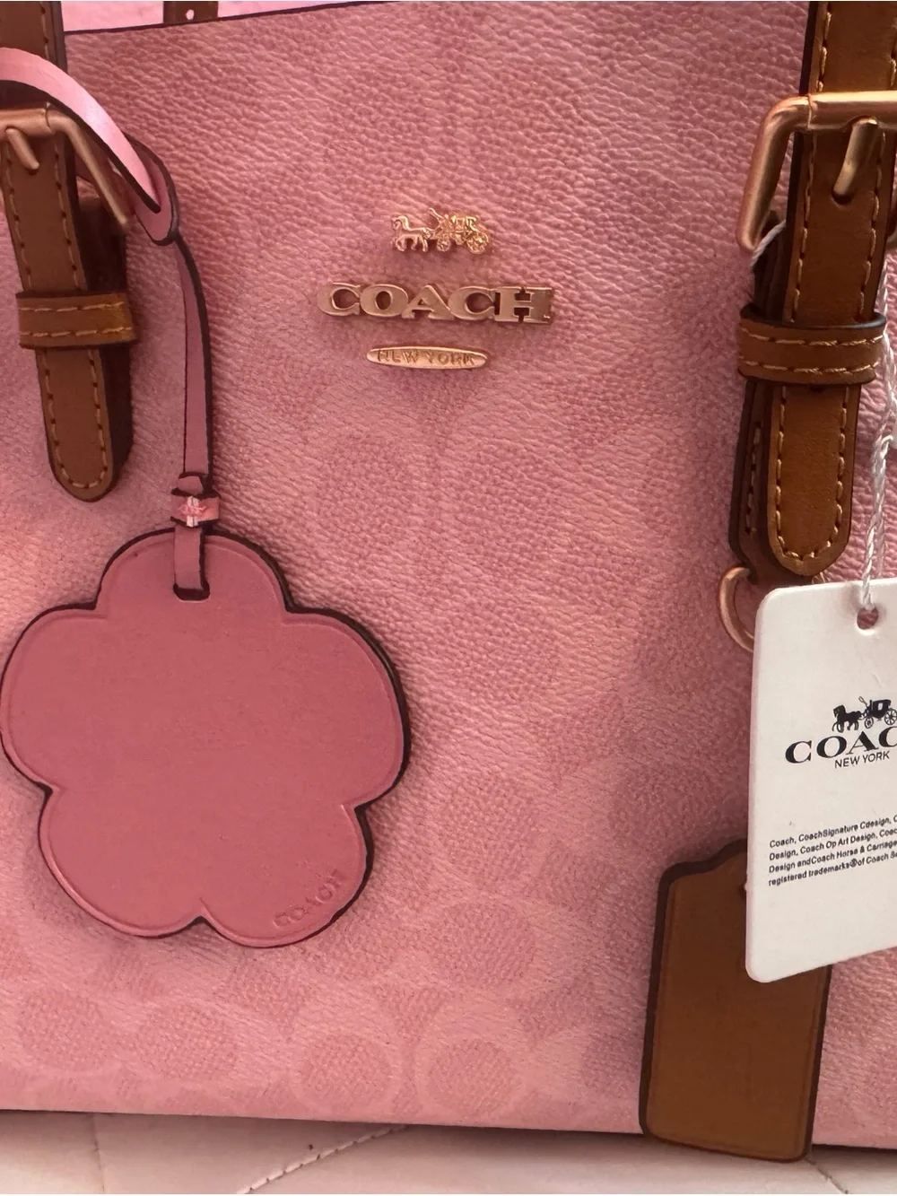 Coach Pink Mollie with Tan Handles and Gold Hardware